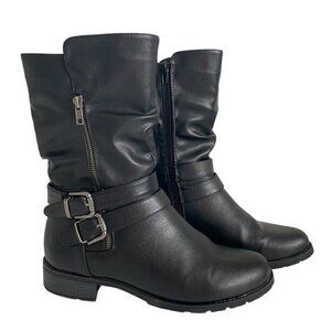Taxi Queens Waterproof Mid Calf Black Moto Boots Sz 9​​​​